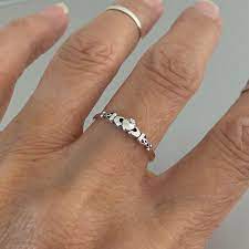 Sterling Silver Tiny Irish Claddagh Ring Dainty Ring Etsy In 2021 Irish Ring Claddagh Friendship Rings Nature Inspired Rings