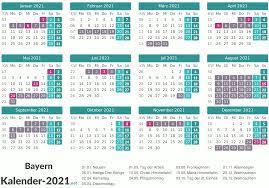 Für microsoft excel ab version 2007 (.xlsx datei) vorlage 2 herunterladen. Ferien Bayern 2021 Ferienkalender Ubersicht