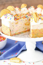 Easy No Bake Funfetti Oreo Birthday Cake Cheesecake Recipe Recipe Oreo Cake Birthday Cake Flavors Oreo Birthday Cake