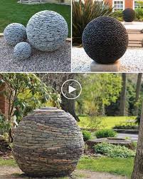 erstellen sie gartenballe aus hunderten von schiefer oder flusssteinen die geradezu m decoration jardin jardin en beton bricolage jardin