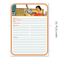 Retro Blank Recipe Card Digital Template 5x7 Inches Cards Print Your Own Recipe Cards Template Recipe Cards Recipe Cards Printable Free