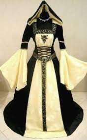 Pale Yellow Black Medieval Clothing Medieval Wedding Dress Historical Dresses