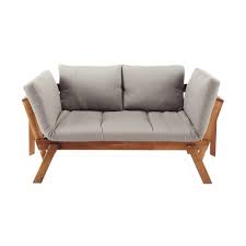 Modulare 3 Sitzige Gartensitzbank Aus Akazienholz Mit Kissen Taupe Relax Maisons Du Monde Banco De Jardin Sofa Al Aire Libre Banco Tapizado