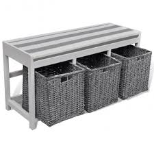 Banc De Rangement Avec 3 Paniers Coussin Inclus Banc De Rangement Banc Entree Rangement