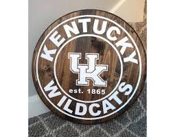 15 Inch Round Wooden College Sign Man Cave Sign Wood College Sign Kentucky Wildcats Sign University Of Kentuc Man Cave Signs Sign Man Custom Wood Signs