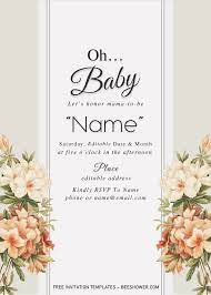 Vintage Floral Baby Shower Invitation Templates Editable With Mi In 2021 Baby Shower Invitation Cards Baby Shower Invitation Templates Floral Baby Shower Invitations