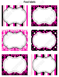 Diy Barbie Inspired Birthday Party Printable Food Labels Favor Tags Pink Black White Polka Dots Damask S Party Labels Printable Barbie Birthday Barbie Party