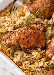 Oven Baked Chicken And Rice Recipe Baked Chicken Recipes Recipes Chicken Recipes
