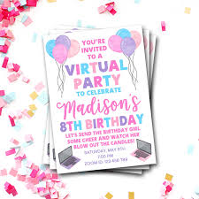 Virtual Birthday Party Invitation Virtual Party Invitation Etsy In 2020 Party Invitations Printable Birthday Party Invitations Free Virtual Party