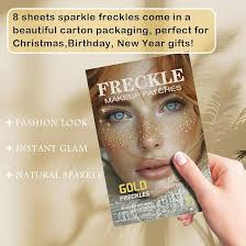 Amazon.com : 8 Pcs Gold Face Glitter Freckles, Face Tattoo, Sparkle Makeup  Patches, Waterproof Patches for Women : Beauty & Personal Care