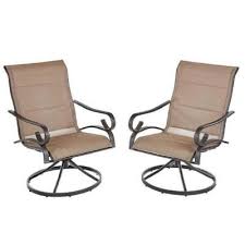 Hampton Bay Crestridge Steel Padded Sling Swivel Outdoor Patio Dining Chair In Putty Taupe 2 Pack Fcs60610s 2pk The Home Depot In 2020 Lounge Chair Outdoor Patio Lounge Chairs Patio Dining Chairs