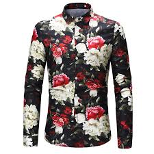 2019 2018 New Design Floral Print Man Shirt Long Sleeve Blouse Casual Camisas Masculinas Slim Chemise Homme Uomo Hemden Flower Blusas From Xiayuhe
