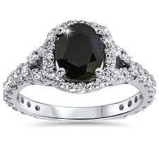 Carbonado 2 25ct Black Sapphire Diamond Cushion Halo Engagement Ring 14k Black Diamond Ring Engagement Black Diamond Engagement Cushion Halo Engagement