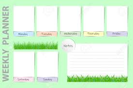 Seasonal Weekly Planner On The Light Green Background With Spring