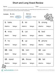 Second Grade Reading Writing Worksheets Long And Short Vowel Review Short Vowel Sounds Short Vowel Worksheets Vowel Worksheets