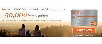Ihg credit card bonus points. Ihg Rewards Club Select Credit Card 50 000 Points Promotion Receive 100 Statement Credit