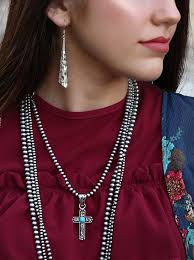 Lariat Sterling & Turquoise Cross Pendant