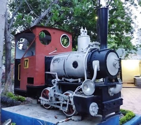The First Railway Engine at Indore,, in Holkar State time.. On the track Pulled by state elephant.. rare pic