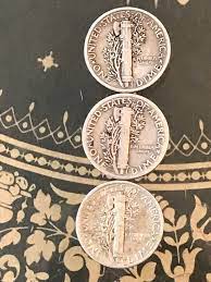 1942 Mercury Silver Dime Set 3 Coins For One Price Etsy In 2021 Silver Dimes Old Coins Worth Money Coins