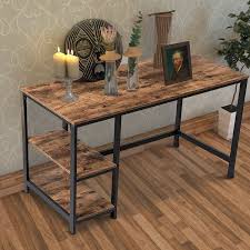 Please sign in to your account to see your pricing, which may be different from the price displayed. Industrial 55 Inch Wood And Metal Desk With 2 Shelves Black And Brown