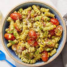 Pesto Fusilli Pasta With Fresh Tomatoes Corn Recipe Fusilli Pasta Fresh Tomato Pasta Fusilli Recipes
