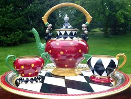 Pin By Christine Quebedeaux On Terra Cotta Painted Pots Silver Tea Set Painted Teapot Silver Plated Tea Set
