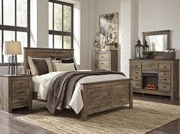 Mb60 Vintage Brown Queen Bed Dresser With Led Fireplace Mirror Nightstand Taft Furniture Showcas King Bedroom Sets Bedroom Sets Queen Rustic Master Bedroom