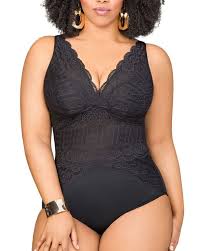 The Best Curve Friendly Lbb Little Black Bodysuits To Try Now Lace Soft Cup Bodysuit By Ashley Stewart From Instyle Com Bodysuit Black Bodysuit My Style