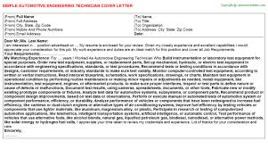 Cover letters are your first impression, so make it a good one. Automotive Engineering Technician Cover Letter