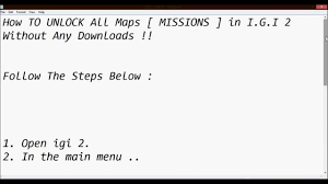 At the main menu type nada this enables cheats.apparently? I G I 2 Unlock All Missions No Download 8d Youtube