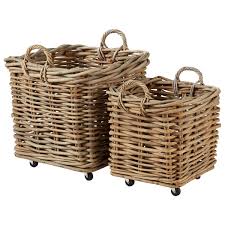 Maybe you would like to learn more about one of these? Pair Of Patiner Rattan Baskets With Wheels Oka