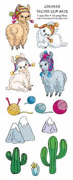 Doodling is a great game. Cute Llamas Vector Doodles Mini Set In Illustrations On Yellow Images Creative Store