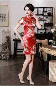 チャイナドレス ワンピース ドレス チャイナ風服 スタンドネック 半袖 ショート丈 エレガント 着痩せ レトロ 大きいサイズ s m l ll 3l 4l 気質よい 花柄 ブラック レッド ブルー ホワイト elegant ワンピース ドレス 伝統的なドレス ボールドレス