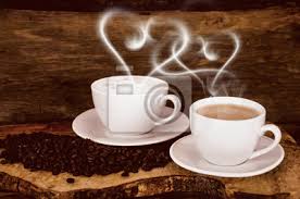 Wenn kaffee dann schwarz oder nur etwas milch. Guten Morgen Kaffee Mit Herzformigem Dampf Leinwandbilder Bilder Erregung Kaffeepause Kaffeebecher Myloview De