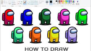 How To Draw Among Us Characters On Computer Using Ms Paint | Drawing Among  Us Characters. - Youtube