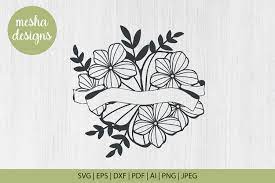 Download Floral Ribbon Banner Svg Cut File Graphic By Diycuttingfiles Creative Fabrica