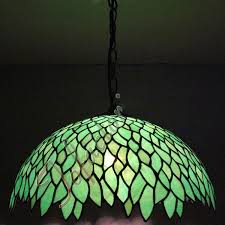 Tiffany Vintage Green Leaves Pendant Lamp Cafes Chandelier Restaurant Bar Stairs Retro Chande Seeded Glass Pendant Stained Glass Pendant Light Retro Chandelier