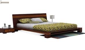 Buy Melisandre Low Floor Double Bed Queen Size Honey Finish Online In India Bed Queen Beds Queen Size