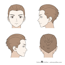 Drawing short hair … 頭部描繪 head. Drawing Combed Back Anime Hair Front Back And Side Views Anime Drawings Drawings Guy Drawing