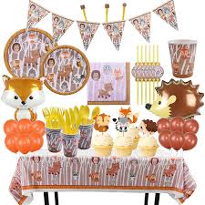 Jungle Theme Party Decor Supply Disposable Tableware Set Forest Animal Fox Hedgehog Balloon Baby Shower Kid Birthday Cake Topper Kupiti Za Cinoyu 0 62 V Aliexpress Com Imall Com
