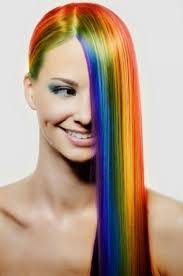 Regenbogen Haar Design Mit Langen Geraden Frisur Frisuren Haare Haarfarben