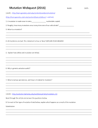 Now go through each of the sections of this tutorial and answer the questions below. Mutation Webquest 2016 2