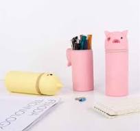 Astucci portamatite estensibili estensibili svegli all'ingrosso del  Silicone del maiale 3d per i bambini stanno sul astuccio