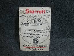 1943 L S Starrett Decimal Equivalent Screw Threads Tap