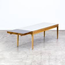 Vintage rectangular 2 tiers furniture living room w/ storage shelf coffee table. 70s Wooden Extendable Coffee Table With Ceramic Tiles 87657