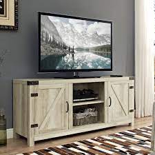 The final step is to install the barn door hardware by installing the metal bar to the top face frame and the wheels to the doors using the included bolts. Woven Paths Modern Farmhouse Barn Door Tv Stand For Tvs Up To 65 White Oak Walmart Com Walmart Com
