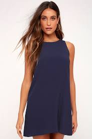Sassy Sweetheart Navy Blue Shift Dress Light Blue Skater Dress Blue Cocktail Dress