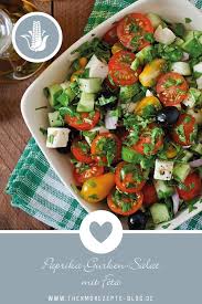 Paprika Gurken Salat Mit Feta Rezept Fur Den Thermomix Rezept Rezepte Mit Feta Feta Salat Feta