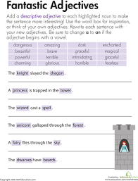 Descriptive Adjectives Fantastic Worksheet Education Com Third Grade Writing 3rd Grade Writing Adjectives