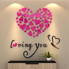 Stickerkoenig Acryl 3d Wandtattoo Liebe Schlafzimmer Herz Loving You Pink Aufkleber Dekoration Diy Xxl 1 Aufkleber Fur Wande Haus Deko Hochzeitsgeschenke Ideen